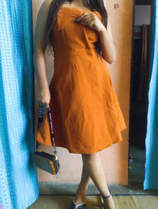 🌸Chic Orange A-Line Mini Dress🌸