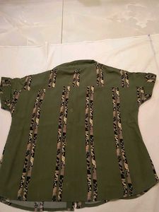 Olive Green Print Detail Top