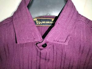 Stylish Men's Purple Striped Short Sleeve Shirt