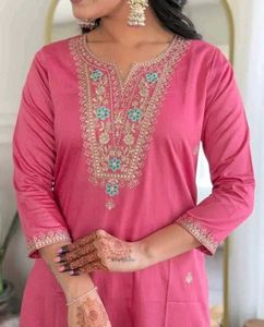 Elegant Pink Kurta Set with Teal Dupatta