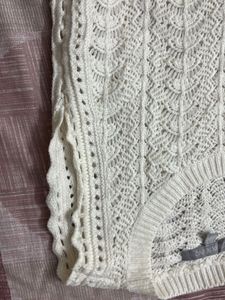 Cream Crochet Sleeveless Top