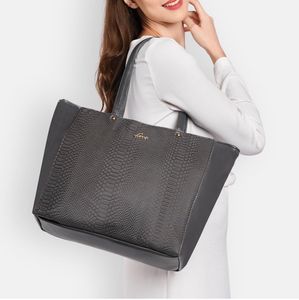 Chic Grey Embossed Tote Bag