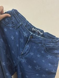 Star Print Denim Jeans