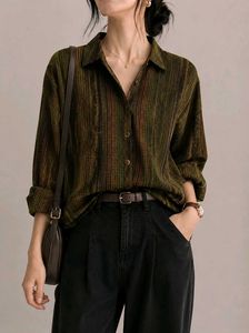 ✨💚🖤Stylish Striped Button-Down Shirt✨💚🖤