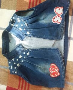 Short Blue Denim Jacket For Girls