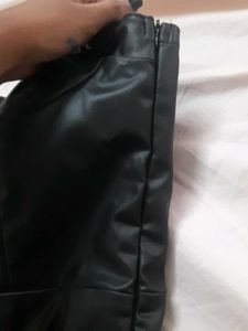 Black faux leather tube dress
