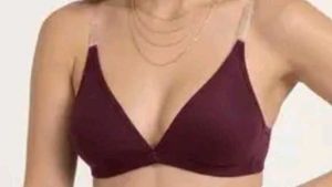 Purple Invisible Strapless bra.