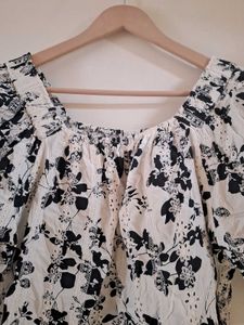 Chic Floral Print Puff Sleeve Top