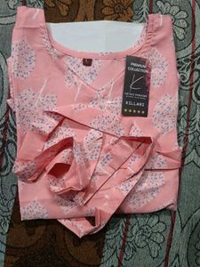 Pink Tree Print Kurta