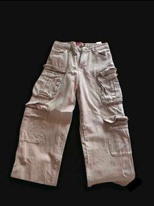 White Cargo Baggy Pants