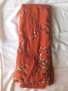 Beautiful Orange Sequin Saree Women’s Designer Ora