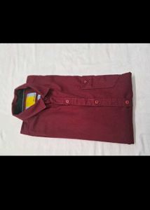 Men's Burgundy Button-Up Shirt