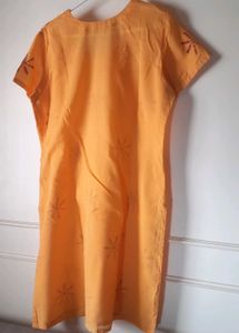 Unused Mango color Pure cotton block print ku