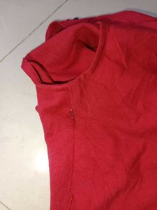 Red Embellished Cap Sleeve Dress