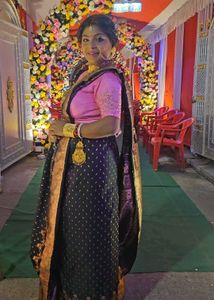 1 time used deep purple copper zari banarasi Saree