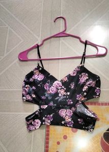 Floral Cut-Out Crop Top