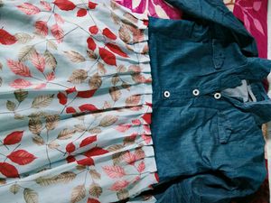 Chic Denim &amp; Floral Midi Dress