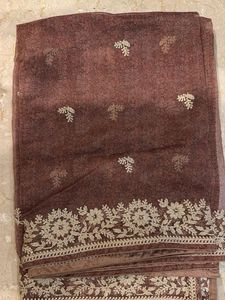 Embroidered Silk suit with plazzo and dupatta