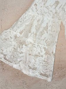 Boho Lace Peplum Top Cropped Sheer