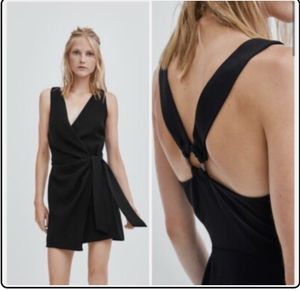 Zara Chic Black Wrap Mini Dress