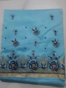 Sky Blue Cotton Unstitched Suit | Soft Fabric | Su