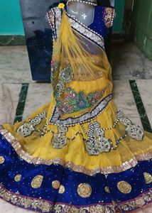 Elegant Yellow &amp; Blue Lehenga Choli Set
