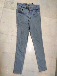 Lightblue Stylish High Waisted Jeans