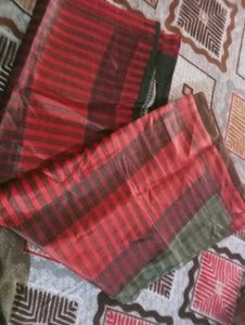 Elegant Red &amp; Black Checkered Saree