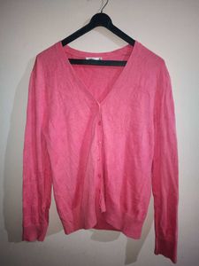 Pink Button-Up Cardigan