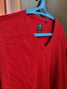 Men's Red V-Neck Sweater