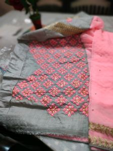 Pink Georgette Saree