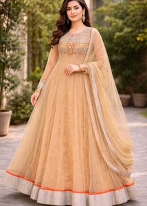 Elegant Beige Anarkali Gown