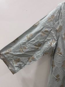 Light Blue Kurta with Golden Print - Unused