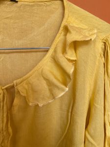 Lemon Yellow Sleeve Tie Up Top