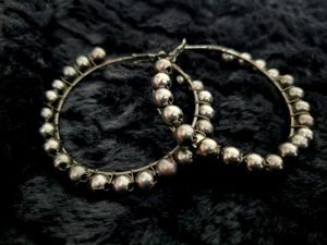 Big Hoop Earrings with Silver Beads