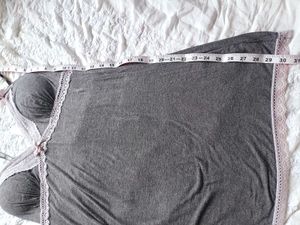 Cozy Grey Lace Trim Nightgown