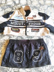 “Black &amp; White Graphic Varsity Jacket + Shorts Co-