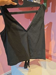 Chic Black V-Neck Tie-Front Top