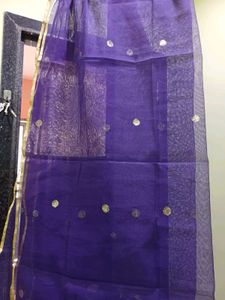 Elegant Purple Dupatta with Gold Motifs