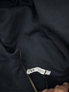 ZARA Striped Hoodie with Zip Detail