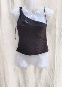 65209. Chic One-Shoulder Black Top