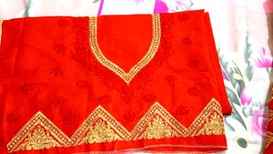 Red &amp; Gold Embroidered Lehenga Choli
