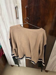 Cozy Knit Sweater with Striped Cuffs