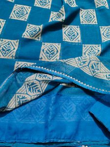 Blue Printed Saree with blouse