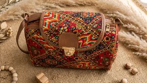 Boho Print Sling Bag with Leather Accents