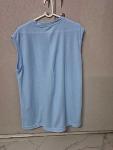 Light Blue Sleeveless Vest for Gym and Casual wear