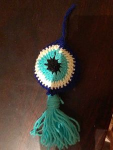 Handmade Evil Eye Crochet Keychain