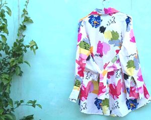 Vibrant  Print Wrap shirt 🍡🌼