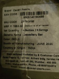 nwt zaveri pearl set