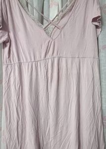 Comfortable Pink Nightgown with Lace Trim